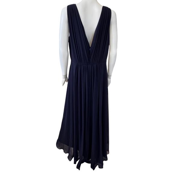NEW ELIZA J Navy Sleeveless Pleated Embellished High-Low Gown Size 18 - Picture 5 of 9